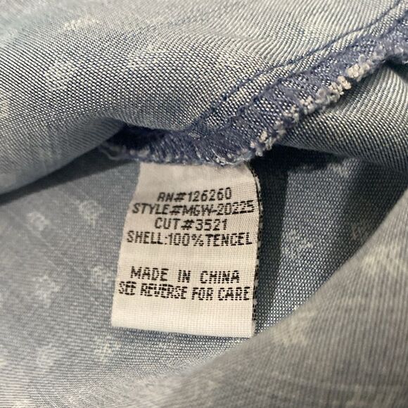 Velvet Heart Arrow Print Chambray Roll-Tab Sleeve Button Down Shirt Sz L - Picture 6 of 8